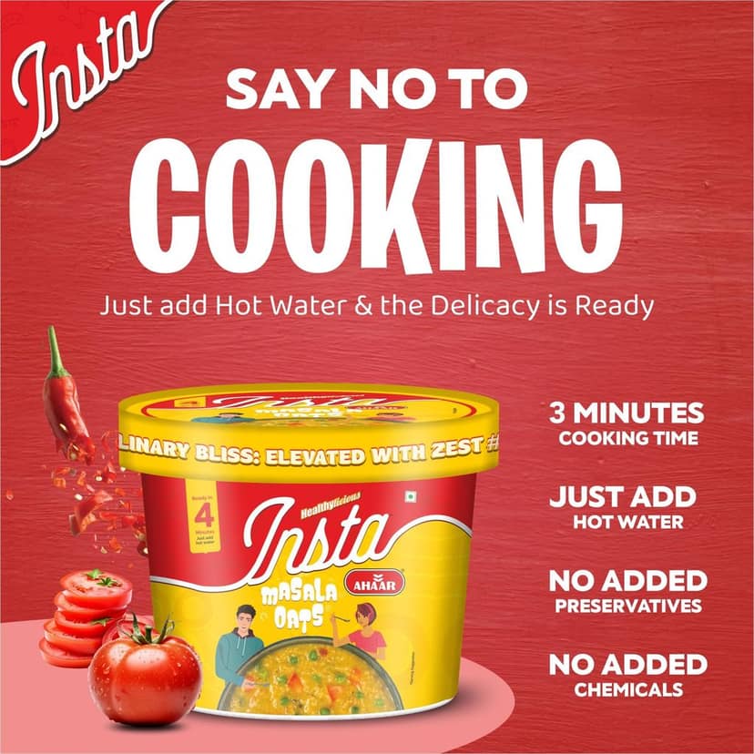 Insta Ahaar Masala Oats - Cup 55g | Ready-to-Eat | Instant Snack view 3