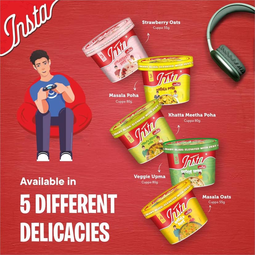 Insta Ahaar Masala Oats - Cup 55g | Ready-to-Eat | Instant Snack view 8