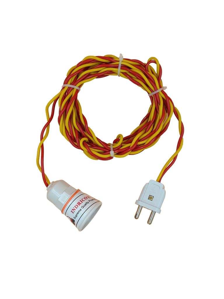 INDRICO 2 Pin Blub Holder with Plug Flexible Cable Wire for Lamp Hanging for Home Wall D?cor, Diwali Christmas Decoration Multi Color PVC