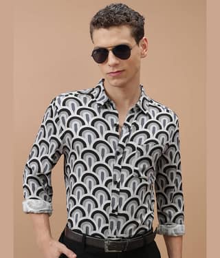 Ketch Viscose Slim Fit Printed Full Sleeves Men's Casual Shirt - Grey ( Pack of 1 )