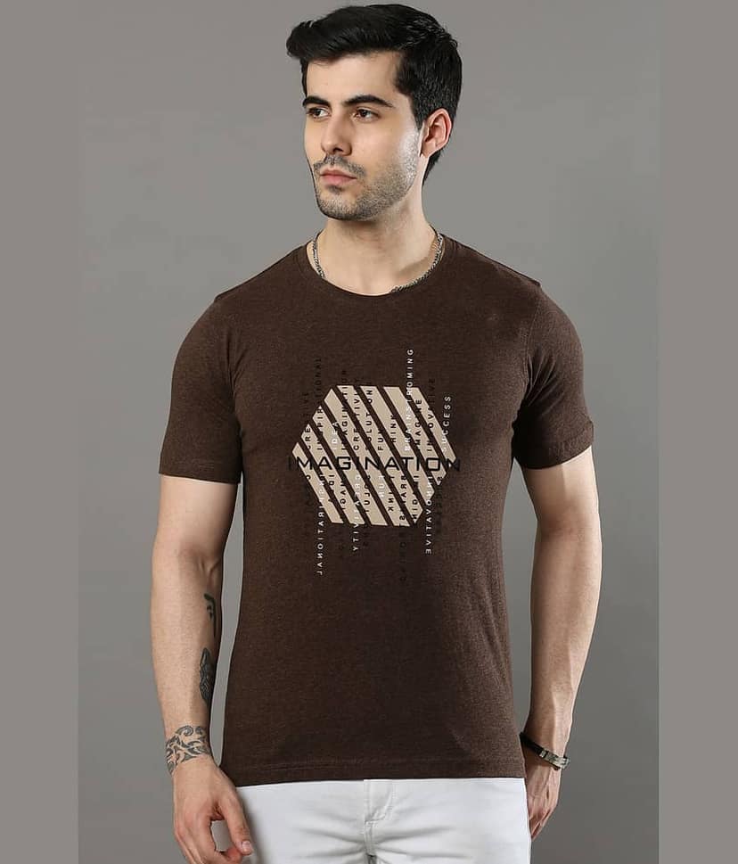 Cool Colors Pack of 1 Cotton Regular Fit Men's T-Shirt ( Brown )