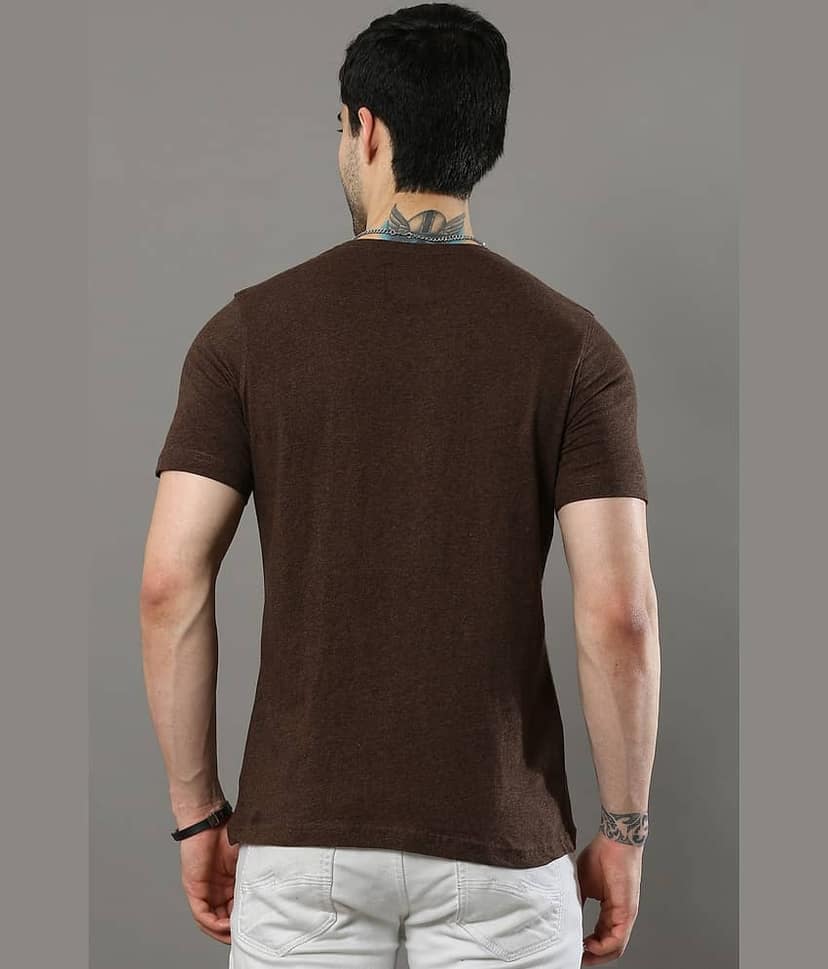 Cool Colors Pack of 1 Cotton Regular Fit Men's T-Shirt ( Brown ) view 4