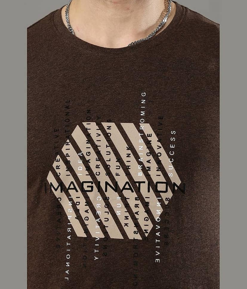 Cool Colors Pack of 1 Cotton Regular Fit Men's T-Shirt ( Brown ) view 5