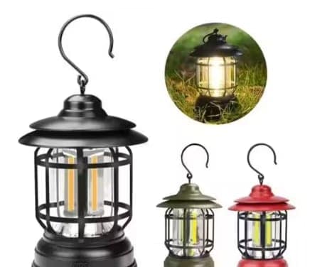 LED Camping Lantern, Rechargeable Retro Metal Camp Light 6 hrs Lantern Emergency Light (Multicolor)