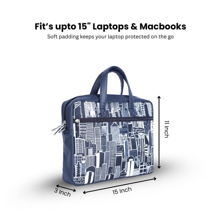 WOTM Laptop Bag Leather | Messenger Bag for Men & Women | Office Bag with Adjustable Strap | Laptop Side Bag for Office Use | Stylish leather Bag view 3