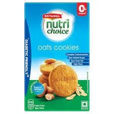 Britannia Nutrichoice Essentials Oats Cookies - No Added Sugar & Diabetic Friendly, Rich In Dietary Fibre, 150 G