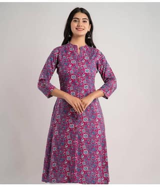 MAUKA - Pink Rayon Women's A-line Kurti ( Pack of 1 )
