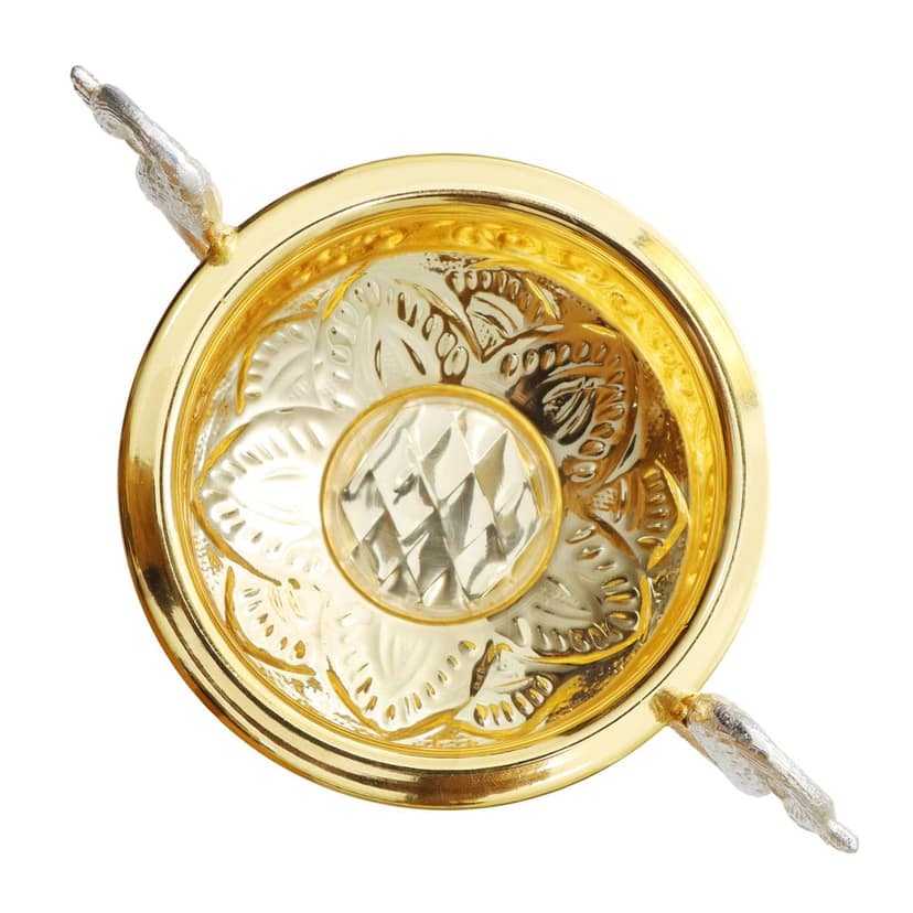 Being Classic 8 inch Peacock Urli – Golden Brass Decorative Bowl view 2