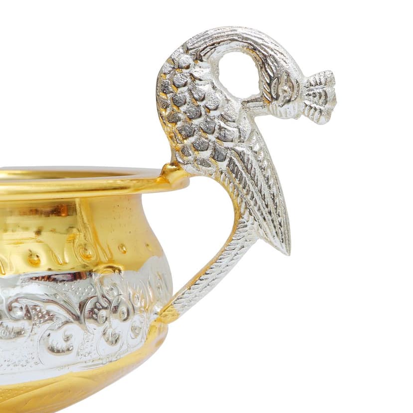Being Classic 8 inch Peacock Urli – Golden Brass Decorative Bowl view 3