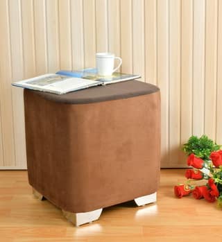 ShadowKart Sitting Stool Ottoman Pouffes for Living Room Sitting Bench Furniture Wooden Footrest Pouf Seat Puffy Foam Small Foot Stool for Office Home Decor, 16x16x18 Inch