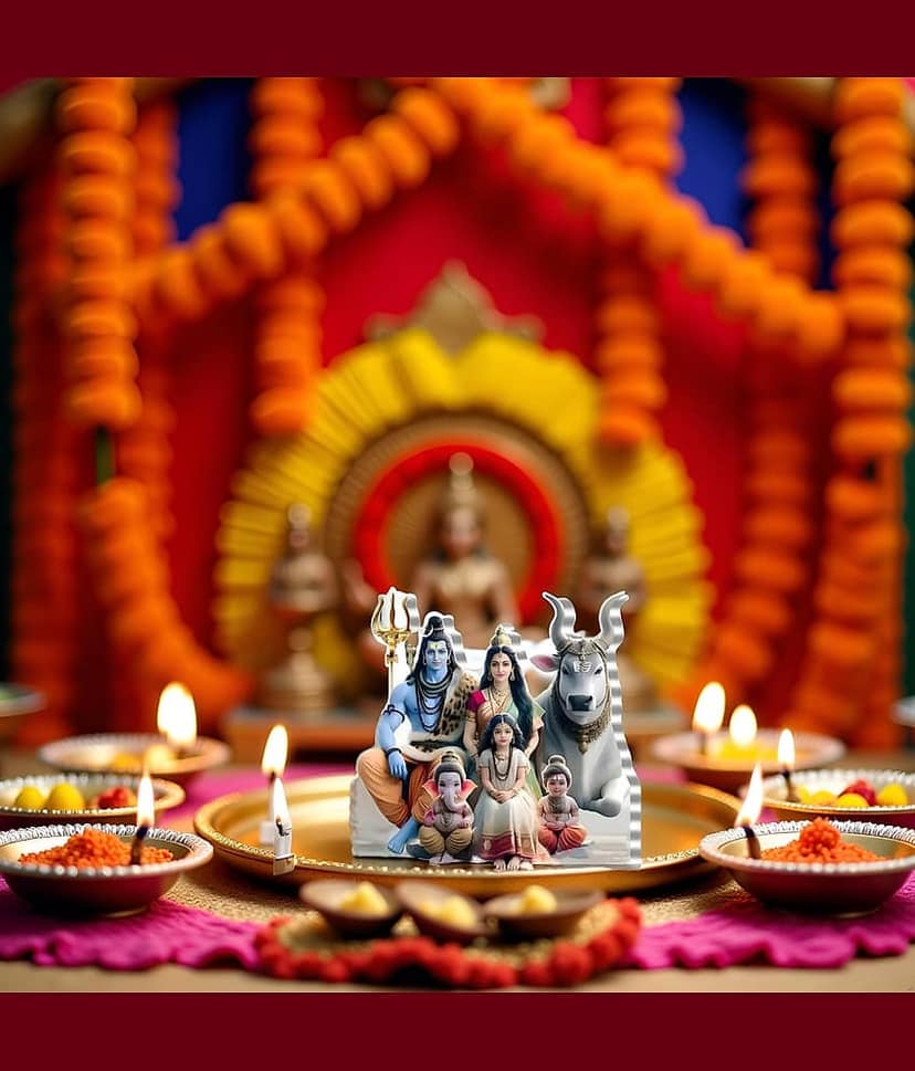 Flenzy 2D Flat Acrylic Religious Mahadev with his Family view 2
