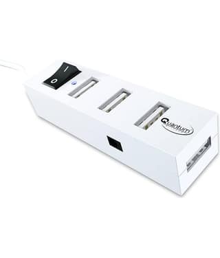 Quantum QHM6660 4 Port Hi-Speed USB Hub with Power Switch- White