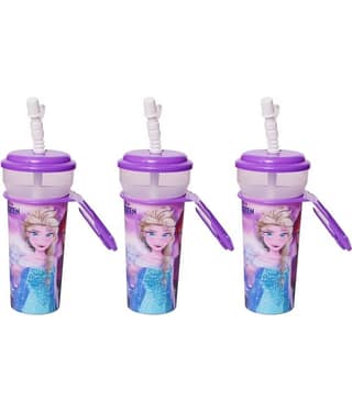 Gluman Disney Frozen Cartoon Character Printed Sipper Bottle for Girls I Leak Proof, 100% Food Grade| BPA Free | Recyclable/Reusable | Spout Lid 350ml (Pack of 3)