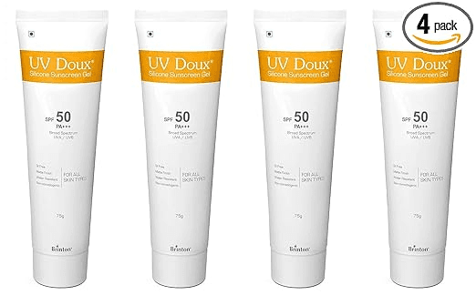 Brinton Healthcare UvDoux Face & Body Sunscreen gel with SPF 50 PA+++ in Matte Finish and Oil Free Formula| Water Resistant Sunscreen| Protection against UVA/UVB Rays75 gm x Pack of 4