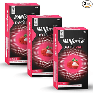 MANFORCE Litchi Flavoured - 1500 Dots Combo 3 (Concealed/Confidential Packaging) Condom (Set of 3 30 Sheets)