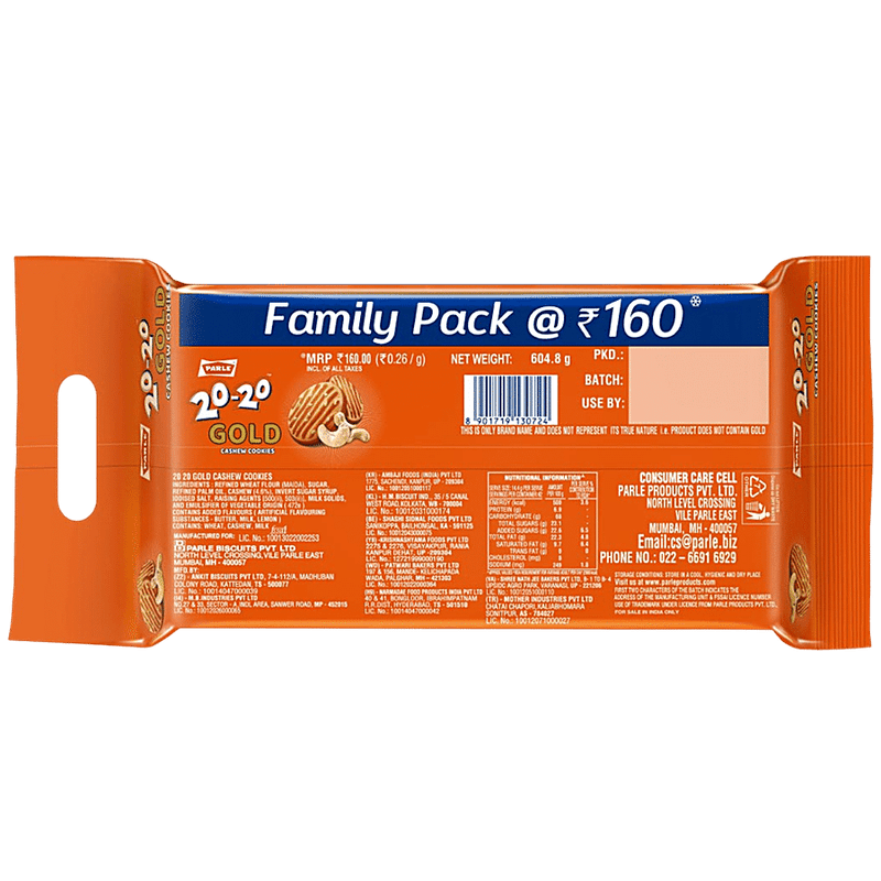 PARLE 20-20 Gold Cashew Cookies, 604.8 g view 2