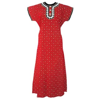 Rati pure cotton round neck lace work green colour fancy women nighty