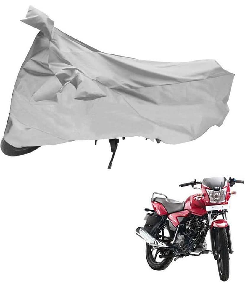AutoRetail Dust Proof Two Wheeler Polyster Cover for TVS Jive (Mirror Pocket, Silver Color)