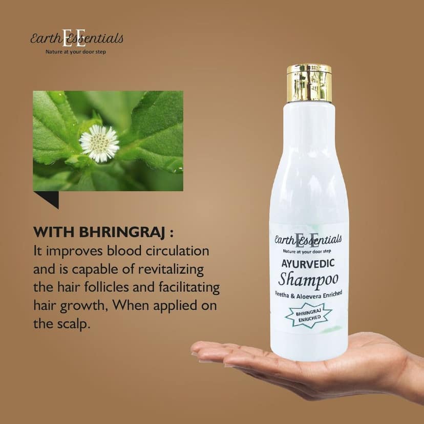 Herbal shampoo with Bringraj SLS-free Natural Bringraj shampoo Best herbal shampoo for hair Organic Bringraj hair care view 3