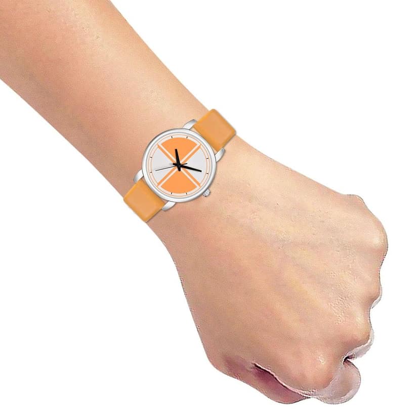 Loretta MT-359 Yellow Leather Belt Slim Dial Women & Girls Watch view 5