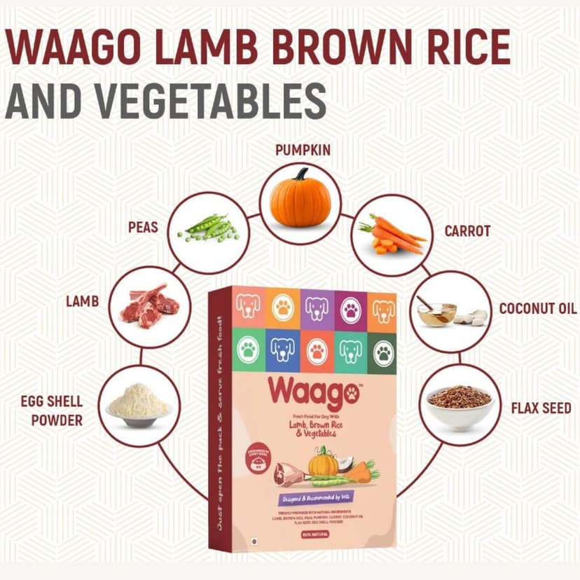 Waago Lamb brown rice and Vegetables Fresh Food for all Breed Dog 300gm view 3