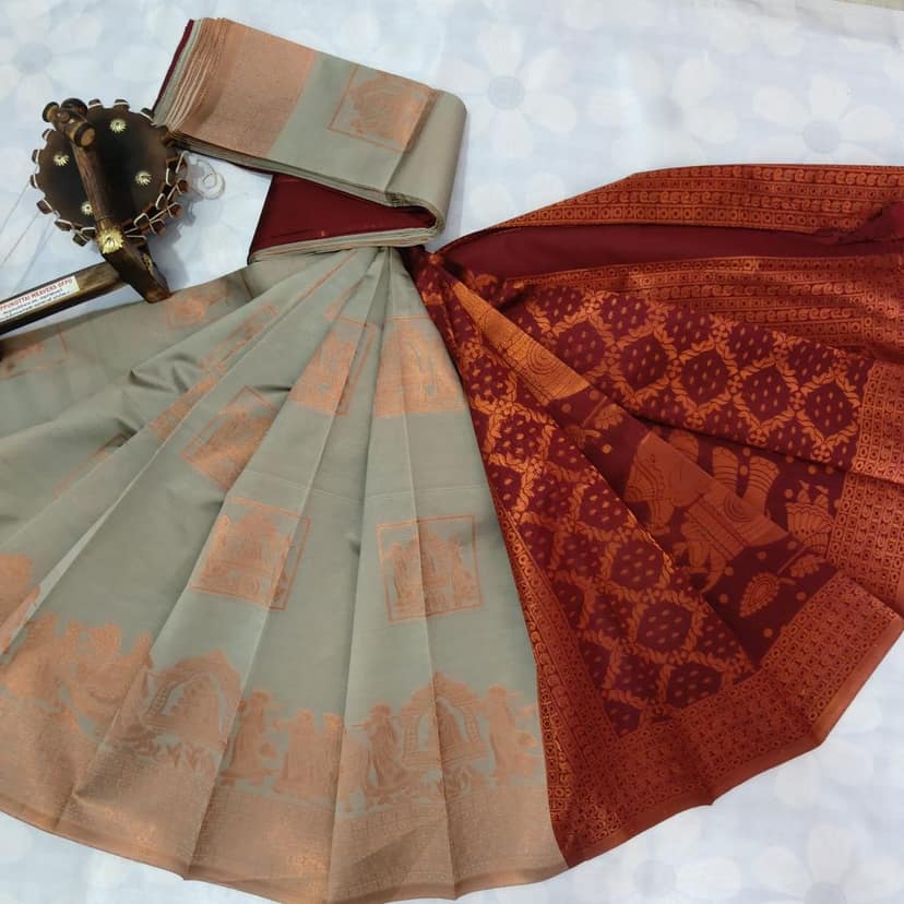 Kubera Silk Cottton Saree with Blouse view 3