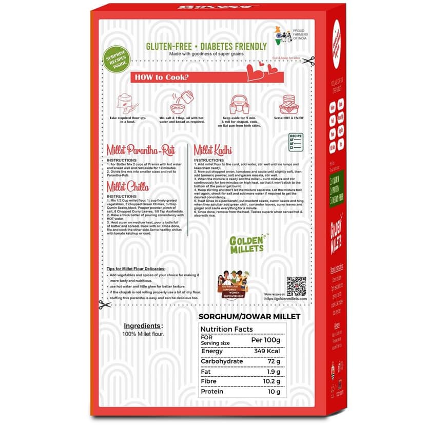 Golden Millets Jowar millet Flour ,High protein & fiber flour (500gm,pack of 2) view 2