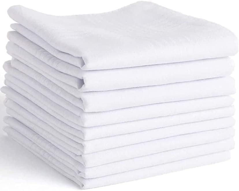 100% Cotton Premium Collection Handkerchiefs Hanky for Men, Set of 24 (White), Standard view 5