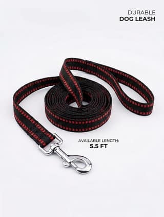 Black & Red Nylon Dog Leash for Medium & Large Dogs