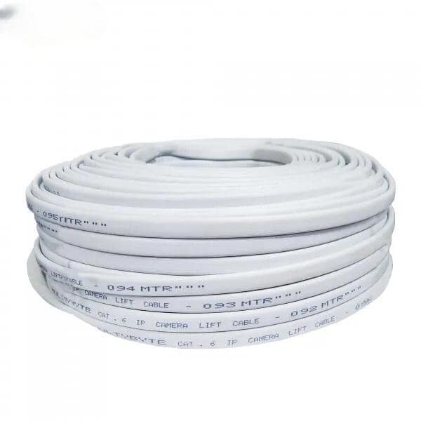 Cat 6 Cable, Lift Cable , Flat CCTV Cable , Durable and High Strength CCTV Cable for Elevator Systems -90M (Coil Pack)