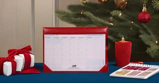 Sukeshcraft Table Planner Calendar January 2025 to December 2025 (18.5"x13"Inch.) (Velvet RED)