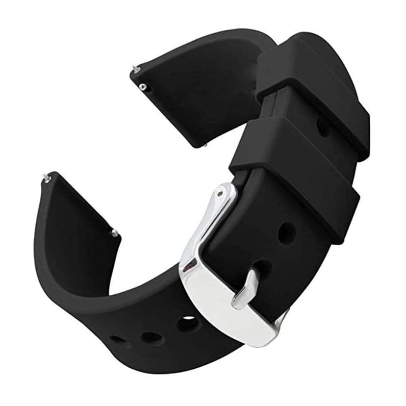 22mm Silicone Smart Watch Strap Compatible with Smartwatch Straps for Men & Women (Black)