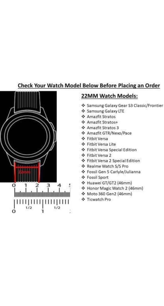 22mm Silicone Smart Watch Strap Compatible with Smartwatch Straps for Men & Women (Black) view 5
