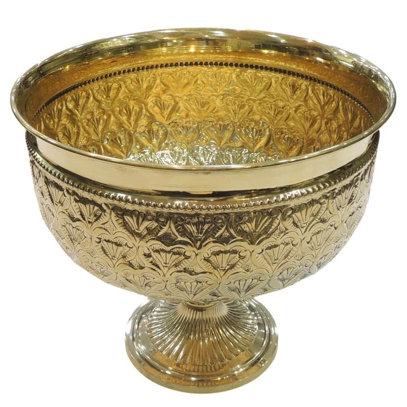 Handcrafted Brass Decorative Bowl With Stand | Festive & Gifting Showpiece, Height : 9 Inch (ATMAS073 E) view 2