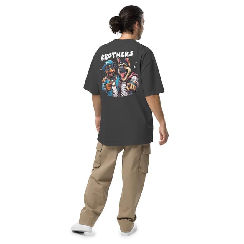 Clothikoo Premium Wolf Brothers Printed Oversized Faded T-Shirt view 2