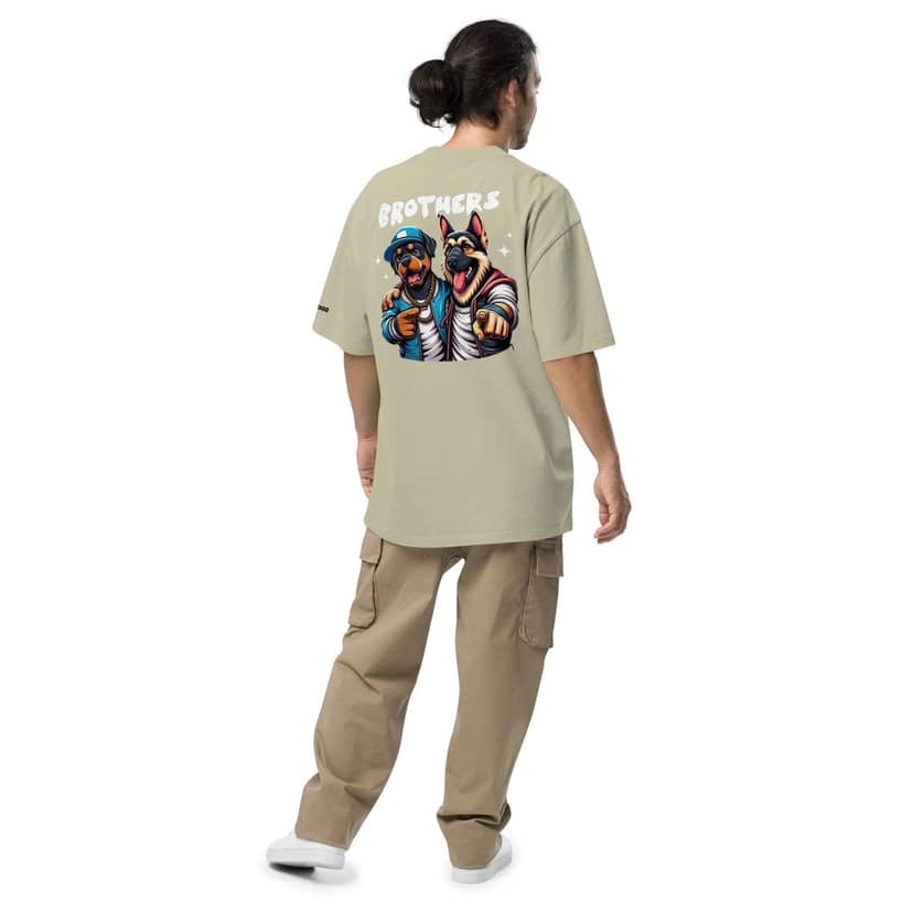 Clothikoo Premium Wolf Brothers Printed Oversized Faded T-Shirt view 3