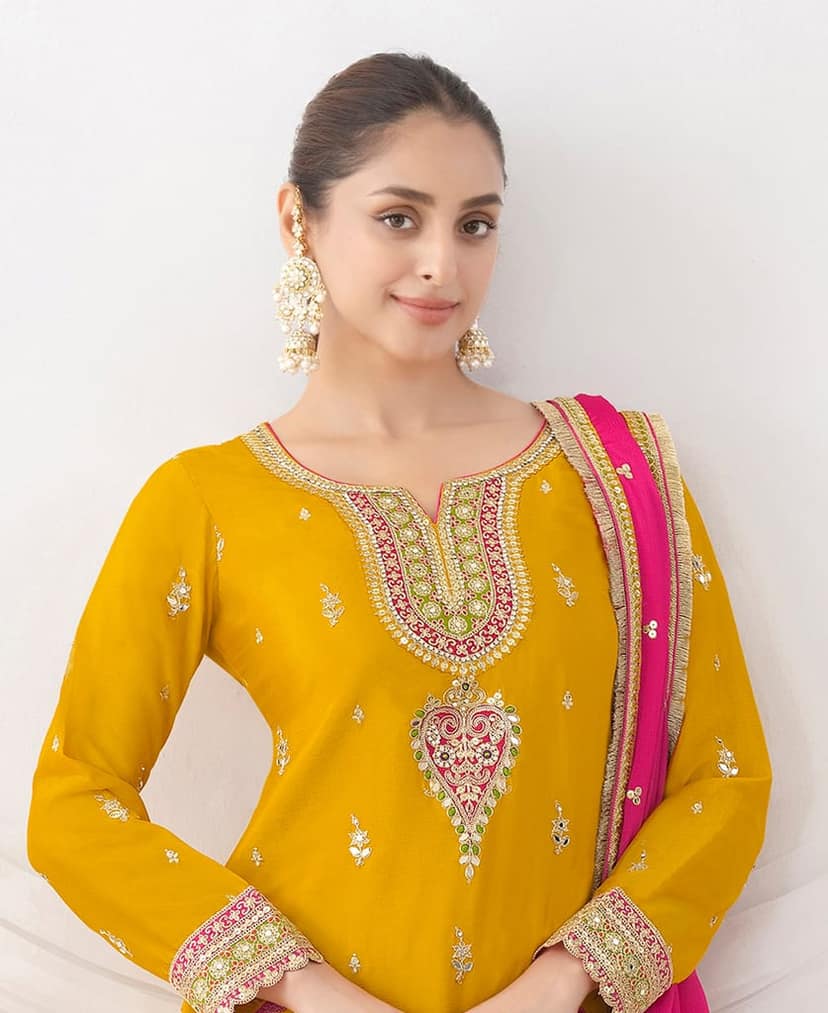 Latest Pink Farshi Suit Set for Women with Contrast Dupatta Ethnic Wear view 3