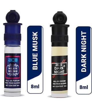 aco perfumes Blue musk & Dark night in blue Concentrated Attar Roll On 8ml COMBO SET