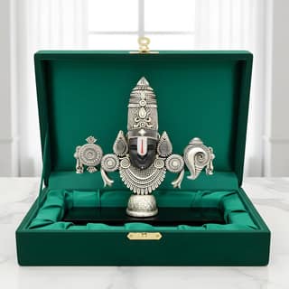 Dev Aastha 999 Silver Plated Balaji Statue | 4-Inch Divine Vastu Table Decor for Pooja Room & Prayer Room | Auspicious Lord Venkateswara Idol & Religious Gifting Item