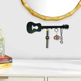 Ruwa Stylish Wall Key Holder Metal - Model Black Guitar