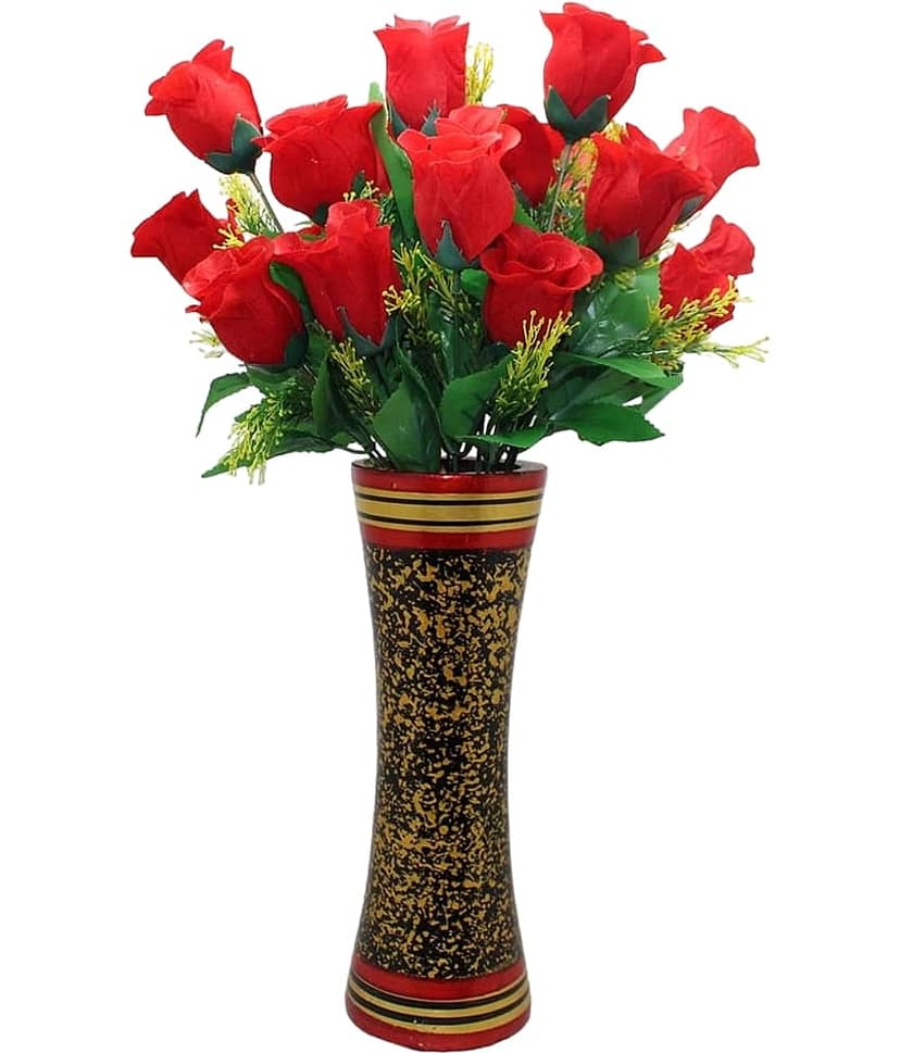 Hidooa - Red Rose Artificial Flowers Bunch ( Pack of 4 ) view 2