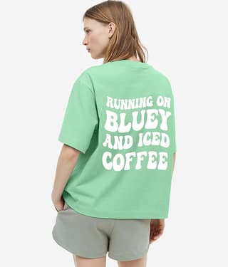 Faltu.co Women Cotton Printed Oversized Fit Round Neck T-Shirt ( Sea Green )