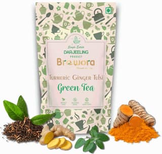 Brewora Turmeric Ginger Tulsi Green Tea Pouch - 100g