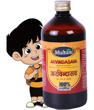 Multani Ayurvedic Arvindasava Syrup Ayurvedic Paediatric Remedy Relives Excess Gas, Flatulence - 450ml (Pack of 1)