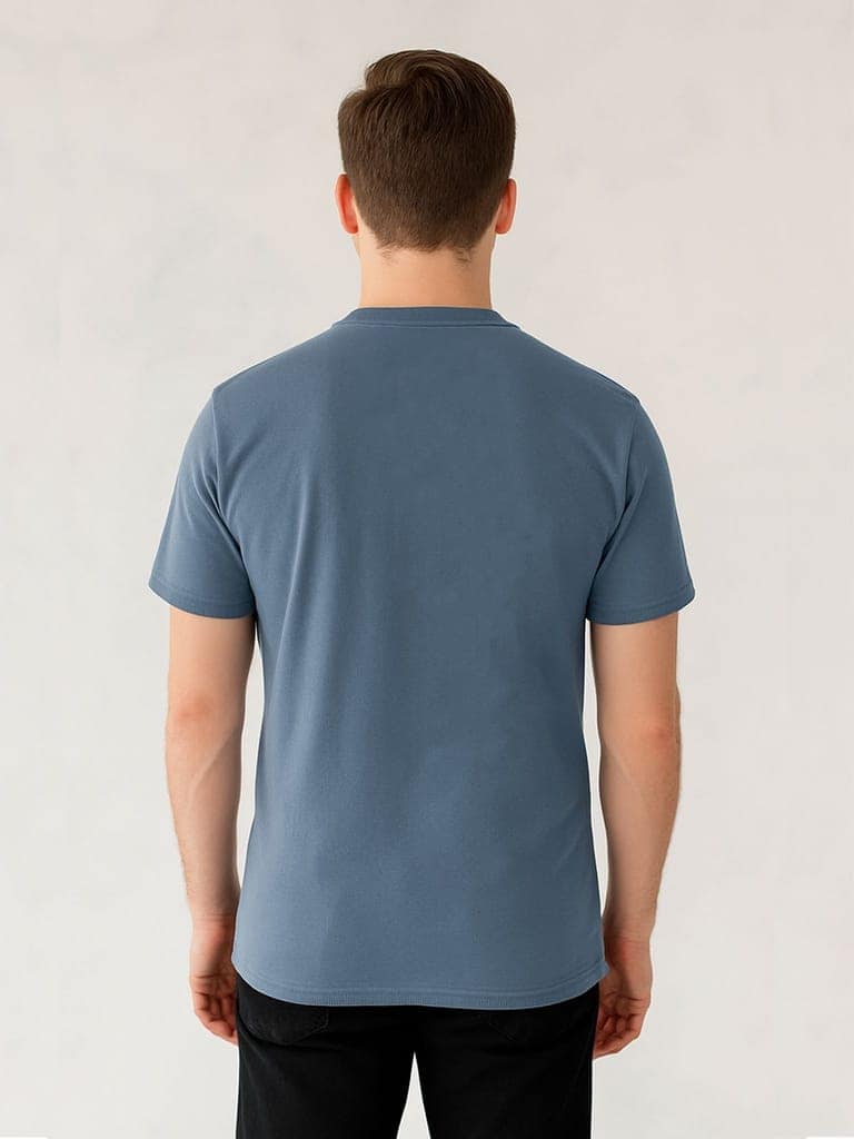 Cotton Royal Blue Plain Round neck T-Shirt