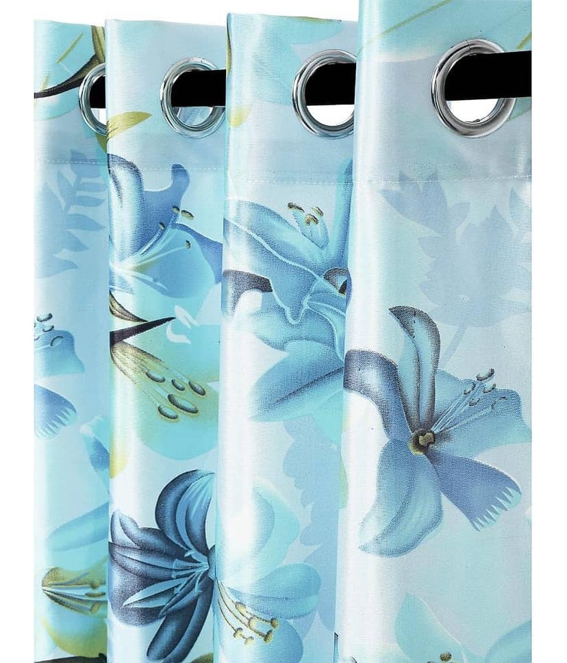 Cortina - Floral Printed Room Darkening Eyelet Curtain-9 Ft-pack of 2 view 2