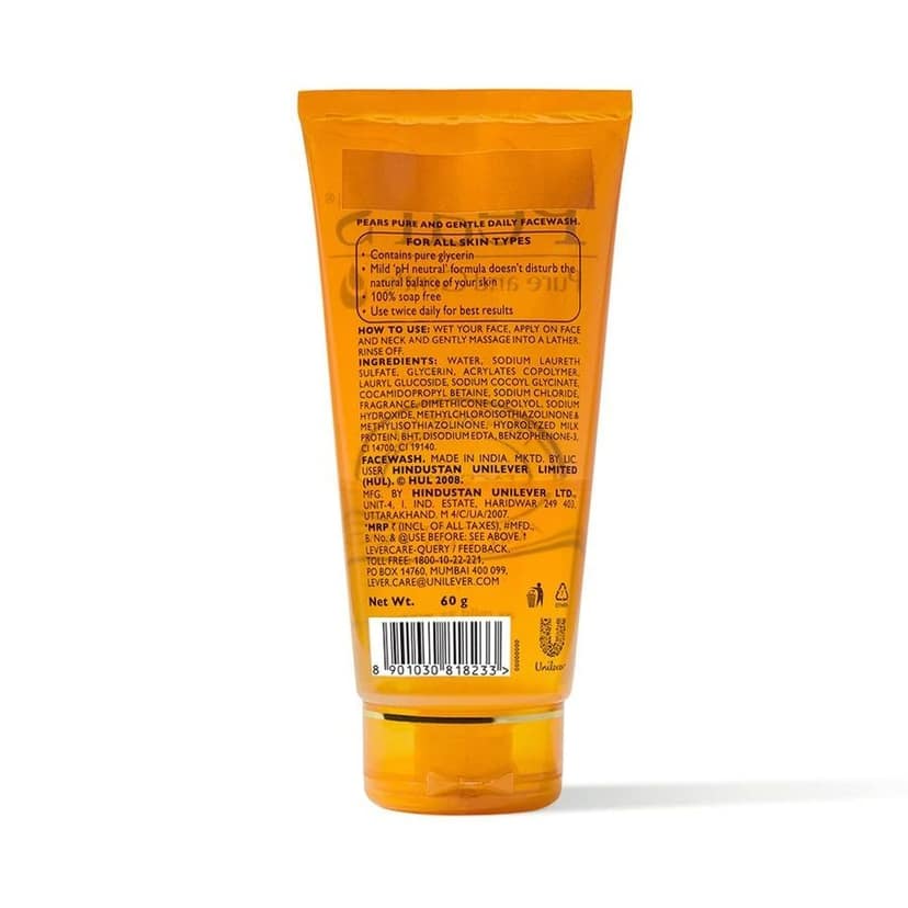 Pears Pure And Gentle Daily Cleansing Facewash, Mild Cleanser With Glycerine, 60 G view 2
