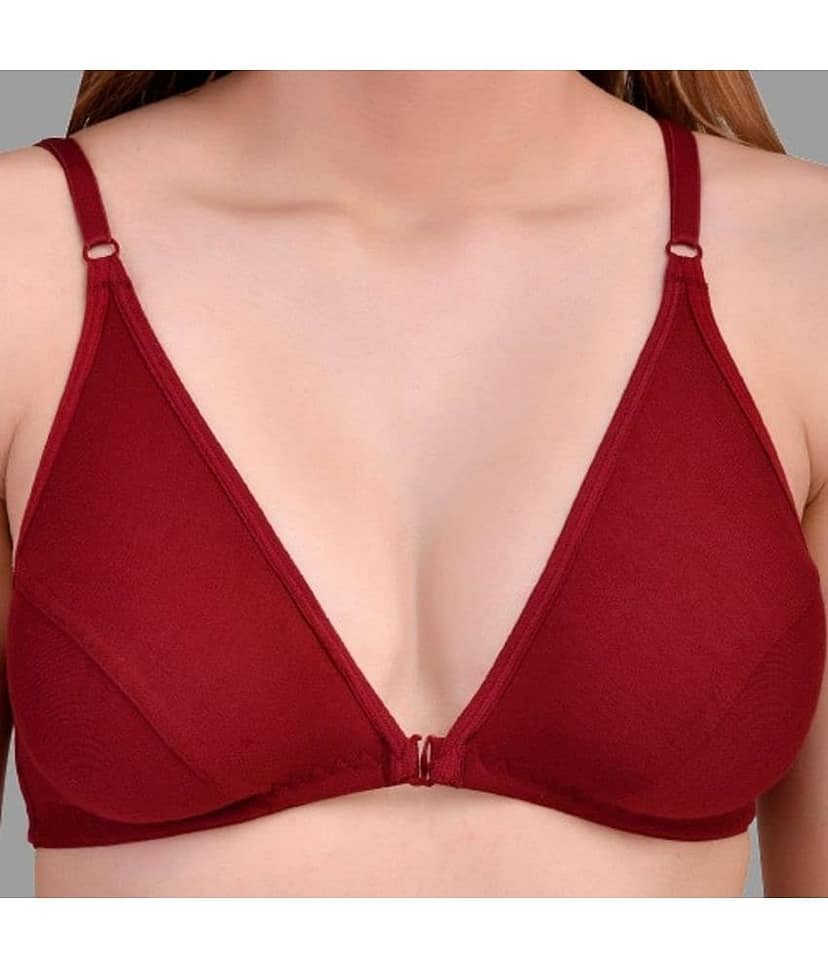 Zourt Pack of 3 Cotton Non Padded Women's Everyday Bra ( Maroon ) view 2