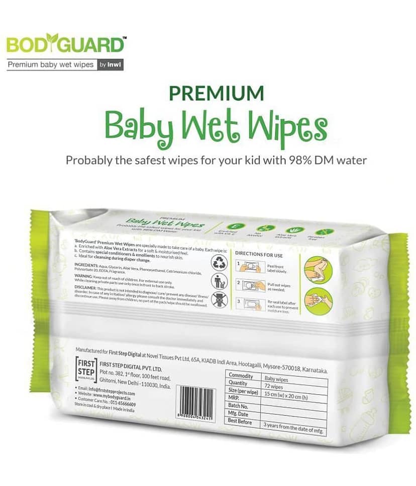 Bodyguard Baby Wet Wipes - (3 Packs, 72 Wipes per Pack) view 2