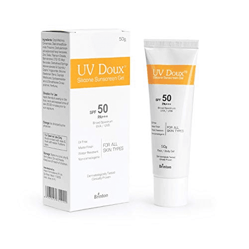 Brinton Healthcare UvDoux Face & Body Sunscreen gel with SPF 50 PA+++ in Matte Finish and Oil Free Formula| Water Resistant Sunscreen| Protection against UVA/UVB Rays |For All Skin Types-50 Gm (2Pack)